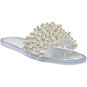 Jessica Simpson Women's Kassime 2 Round Toe Slip on Slide Sandal Clear Size 8M